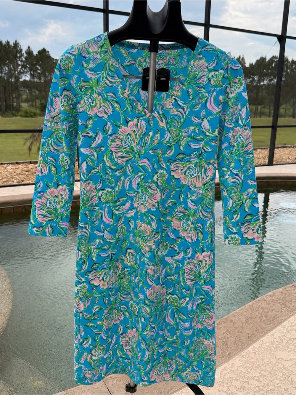 🌴 Lilly Pulitzer Tessa V-Neck Dress – Cumulus Blue Chick Magnet Print XS 🌴 - Picture 5 of 5